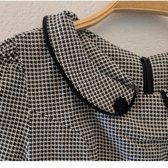 Miusol Black white Houndstooth Plaid Peter Pan Collar Midi Dress Medium - Picture 4 of 7